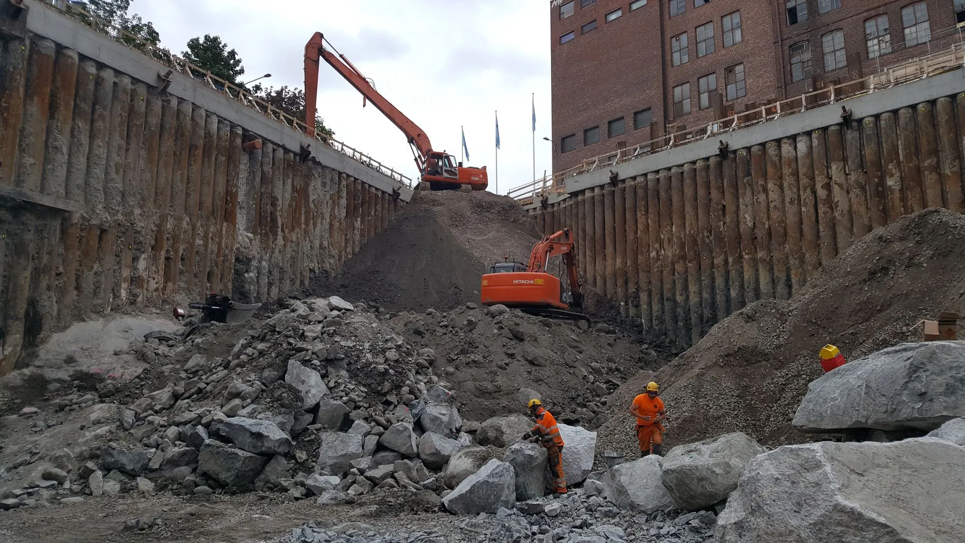 Maanrakennustyömaa Helsingissä